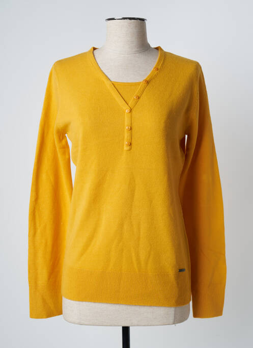 Pull coupe cintrée manches longues jaune FELINO femme