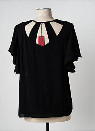 Top tissage crêpe manches courtes noir FELINO femme
