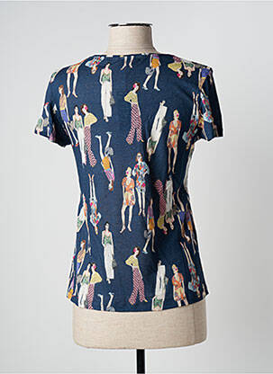 Top stretch manches courtes bleu FELINO femme