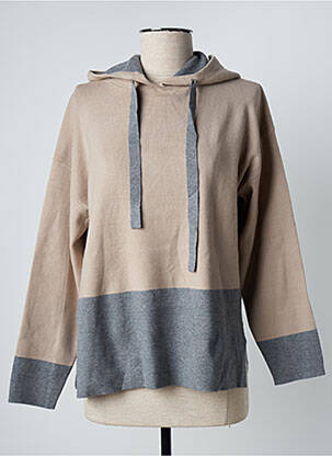Pull coupe droite manches longues beige FELINO femme