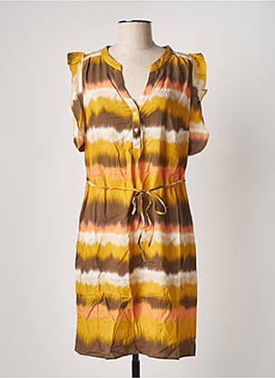 Robe courte manches courtes manches courtes jaune FELINO femme