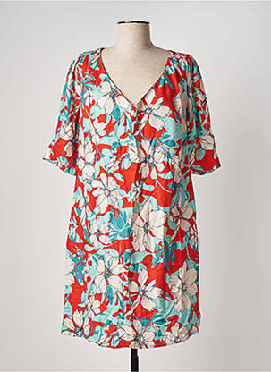 Robe courte fermeture zippée au dos manches courtes rouge FELINO femme