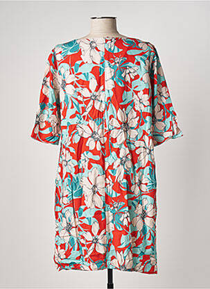 Robe courte fermeture zippée au dos manches courtes rouge FELINO femme