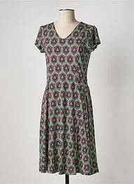 Robe mi-longue imprimé fantaisie manches courtes vert FELINO femme