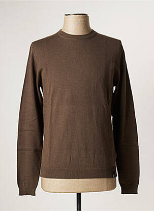Pull stretch manches longues marron RECYCLED ART WORLD homme