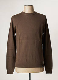 Pull stretch manches longues marron RECYCLED ART WORLD homme