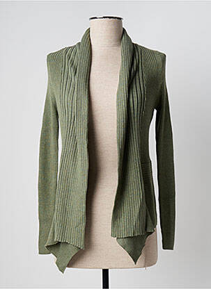 Gilet manches longues col châle vert ESPRIT femme