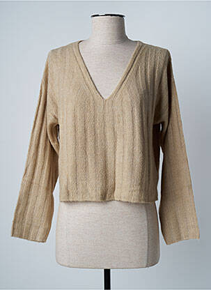 Pull tissage chiné manches longues beige ESPRIT femme