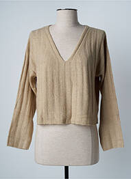 Pull tissage chiné manches longues beige ESPRIT femme