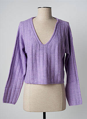 Pull tissage chiné manches longues violet ESPRIT femme