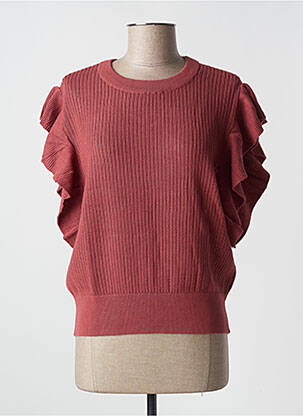 Pull maille ajourée manches courtes rouge EDC femme