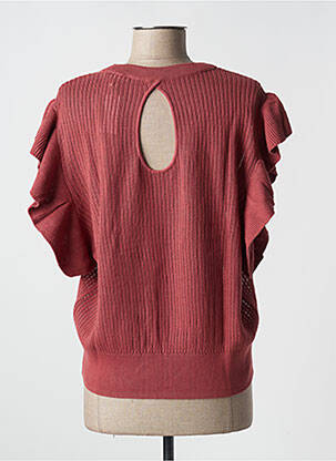 Pull maille ajourée manches courtes rouge EDC femme