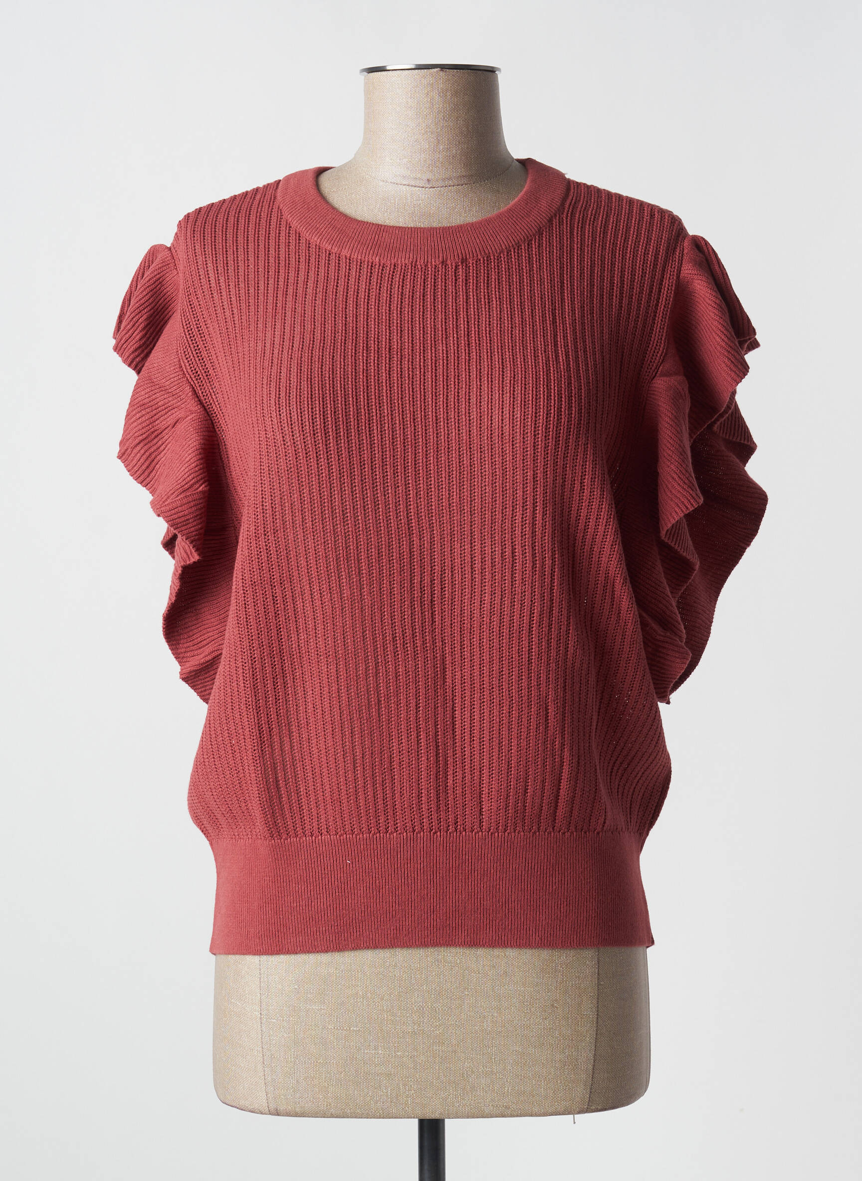 Pull Maille Ajourée Rouge Edc Femme 2383266-rouge0 Modz