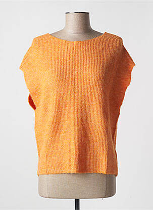 Pull tissage chiné sans manche orange ESPRIT femme