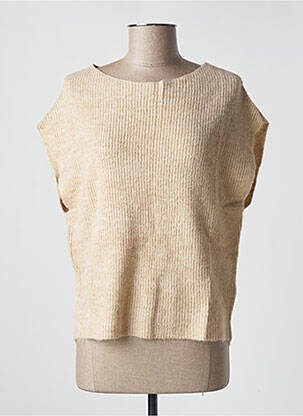 Pull tissage chiné sans manche beige ESPRIT femme