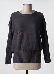 Pull col rond manches longues gris FELINO femme