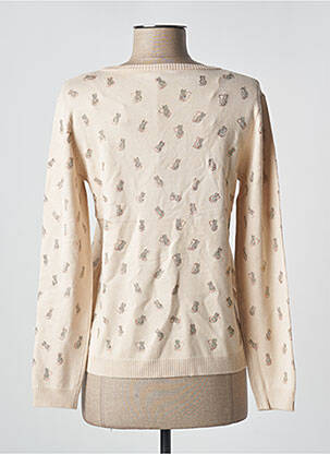 Pull coupe cintrée manches longues beige FELINO femme