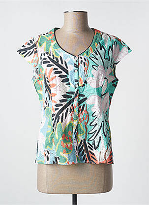 Blouse imprimé fantaisie manches courtes bleu FELINO femme