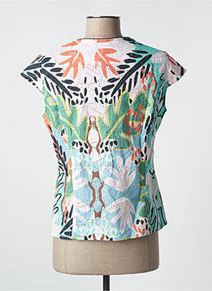 Blouse imprimé fantaisie manches courtes bleu FELINO femme