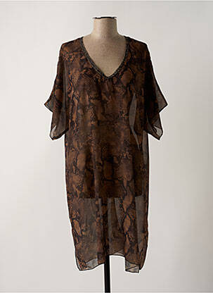 Robe de plage tissage crêpe marron ANTIGEL femme