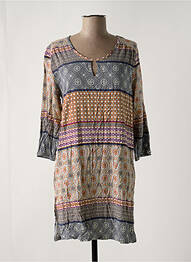 Robe mi-longue manches 3/4 manches 3/4 bleu CHERIE LINE femme