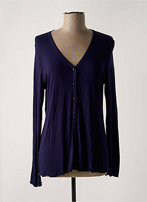 Gilet manches longues coupe cintrée bleu SENORETTA femme