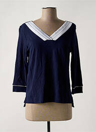 Top coupe cintrée manches 3/4 bleu FRALY femme