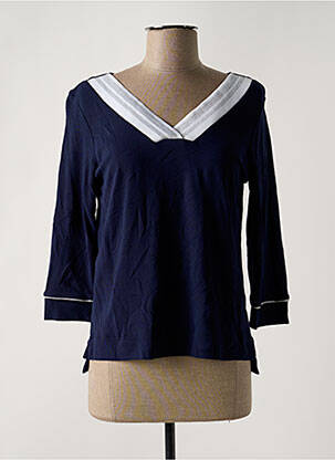Top coupe cintrée manches 3/4 bleu FRALY femme