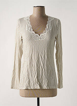 Top imprimé fantaisie manches longues beige ANTIGEL femme