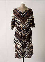 Robe mi-longue imprimé fantaisie manches courtes marron CHARMLINE femme