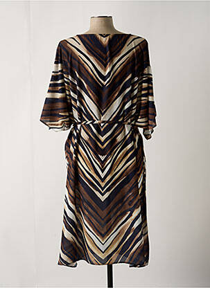 Robe mi-longue imprimé fantaisie manches courtes marron CHARMLINE femme