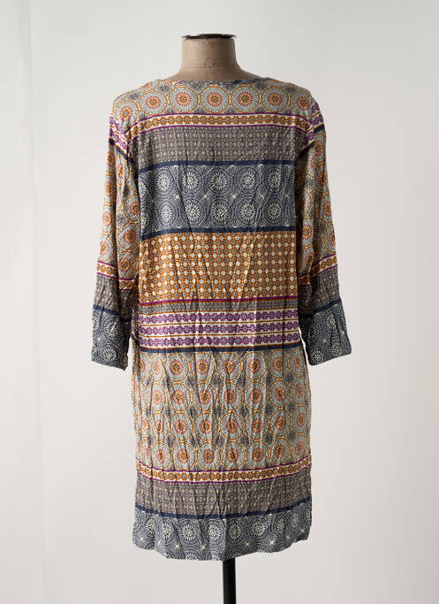 Robe mi-longue manches 3/4 manches 3/4 bleu CHERIE LINE femme