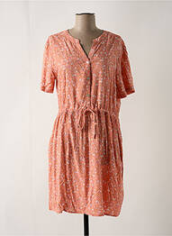 Robe mi-longue imprimé fleurs manches courtes rose CREAM femme