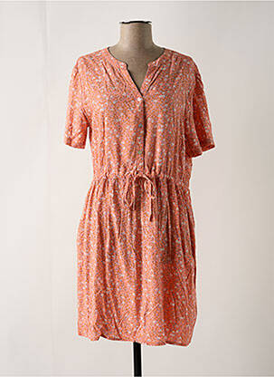 Robe mi-longue imprimé fleurs manches courtes rose CREAM femme