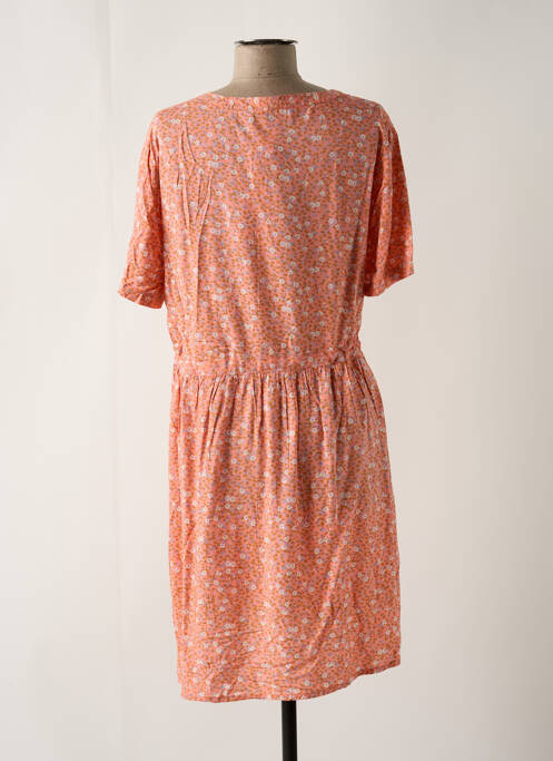 Robe mi-longue imprimé fleurs manches courtes rose CREAM femme