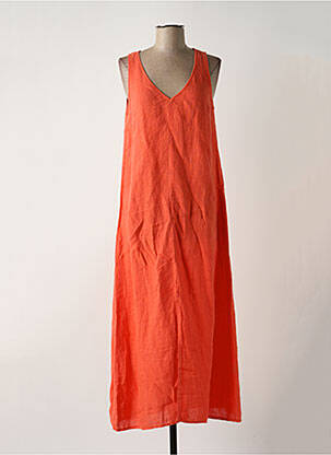 Robe longue tissage crêpe sans manche orange LE BOUDOIR D'EDOUARD femme