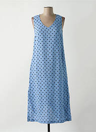 Robe mi-longue tissage crêpe sans manche bleu LE BOUDOIR D'EDOUARD femme