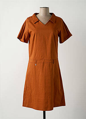 Robe mi-longue manches courtes manches courtes orange AGATHE & LOUISE femme