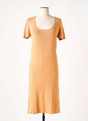 Robe mi-longue manches courtes manches courtes orange RODIER femme