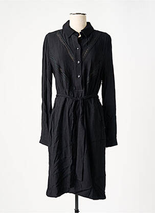 Robe mi-longue coupe fluide manches longues noir LA FEE MARABOUTEE femme