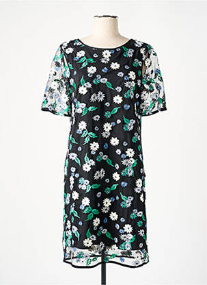 Robe mi-longue imprimé fleurs manches courtes noir TOMMY HILFIGER femme