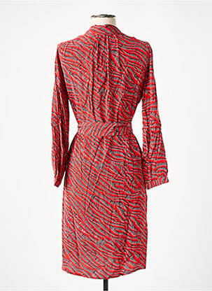 Robe mi-longue imprimé fantaisie manches longues rouge ONE STEP femme