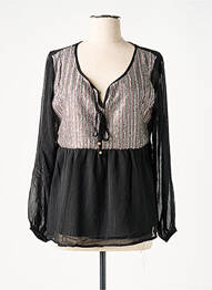 Blouse légère et transparente manches longues noir MEISÏE femme