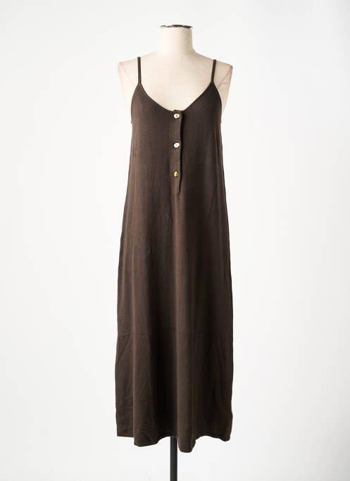 Robe pull coupe droite fines bretelles marron RODIER femme
