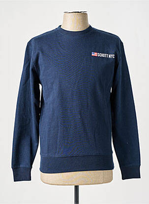 Sweat-shirt manches longues manches longues bleu SCHOTT homme