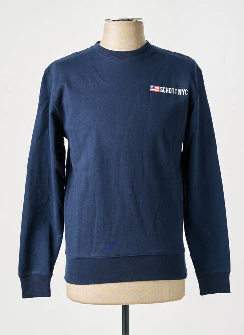 Sweat-shirt manches longues manches longues bleu SCHOTT homme