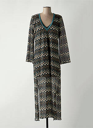 Robe longue coupe fluide manches longues vert VIE TA VIE femme