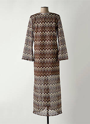 Robe longue manches longues manches longues marron VIE TA VIE femme