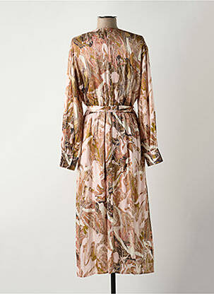 Robe longue tissage popeline manches longues marron MOS MOSH femme