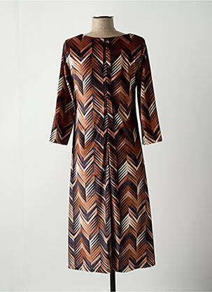 Robe mi-longue manches 3/4 manches 3/4 marron LAUREN VIDAL femme